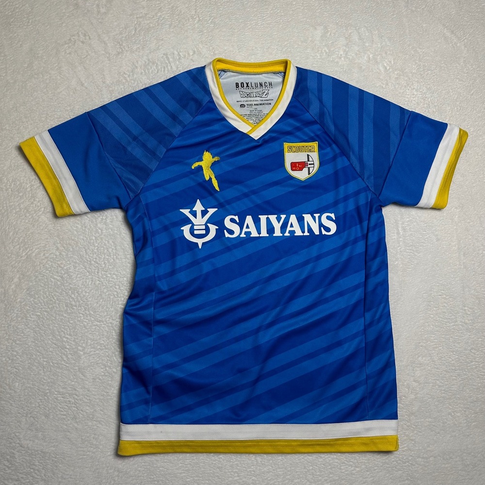 BoxLunch Dragon Ball Z Vegeta Saiyans Soccer Jersey Blue Mens XS Anime Shirt